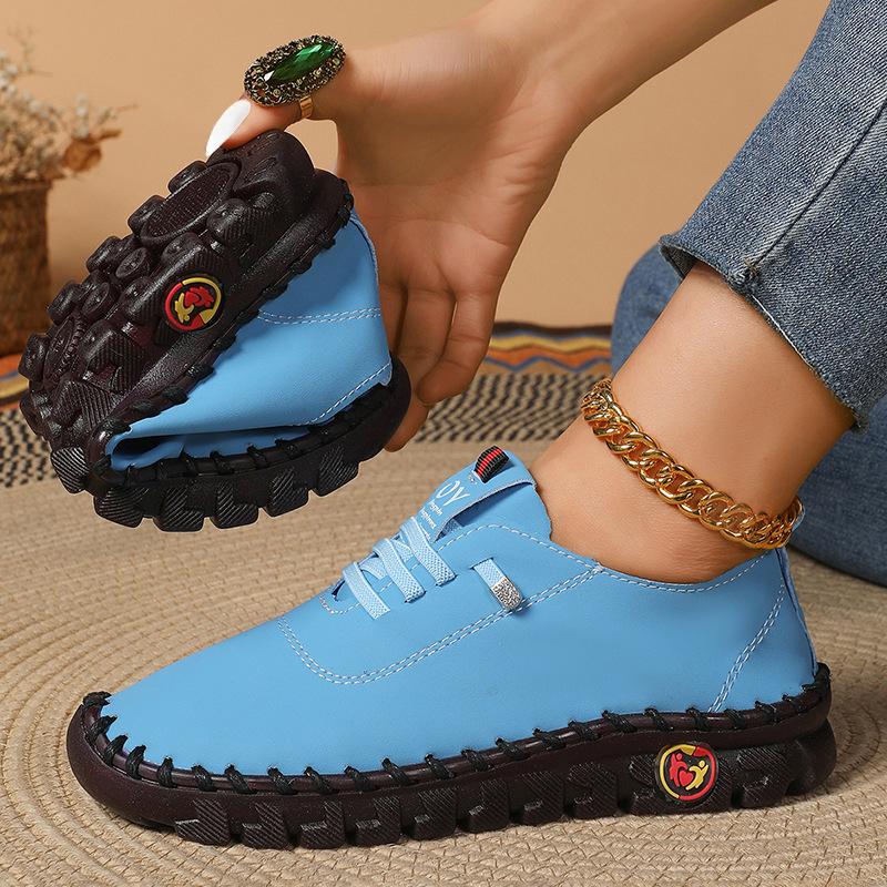 Summer real soft leather single shoes women's comfortable flat non-slip mother shoes soft sole casual sports