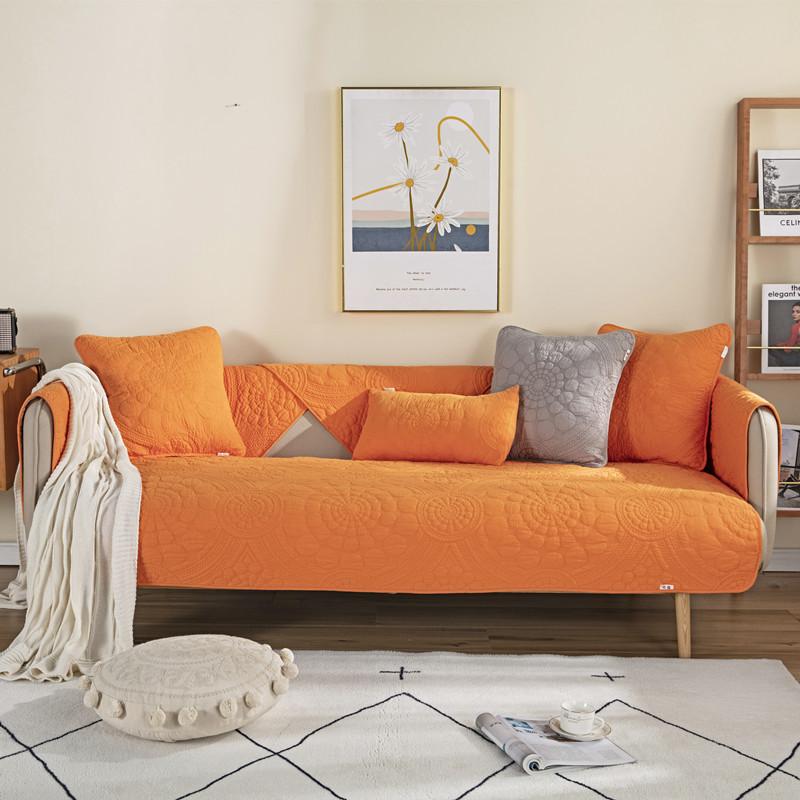 

Four Seasons Solid Cotton Quilted Ethnic Sofa Cushion Modern Simple Non-Slip Three-Seat Sofa Towel Cover 70*70
