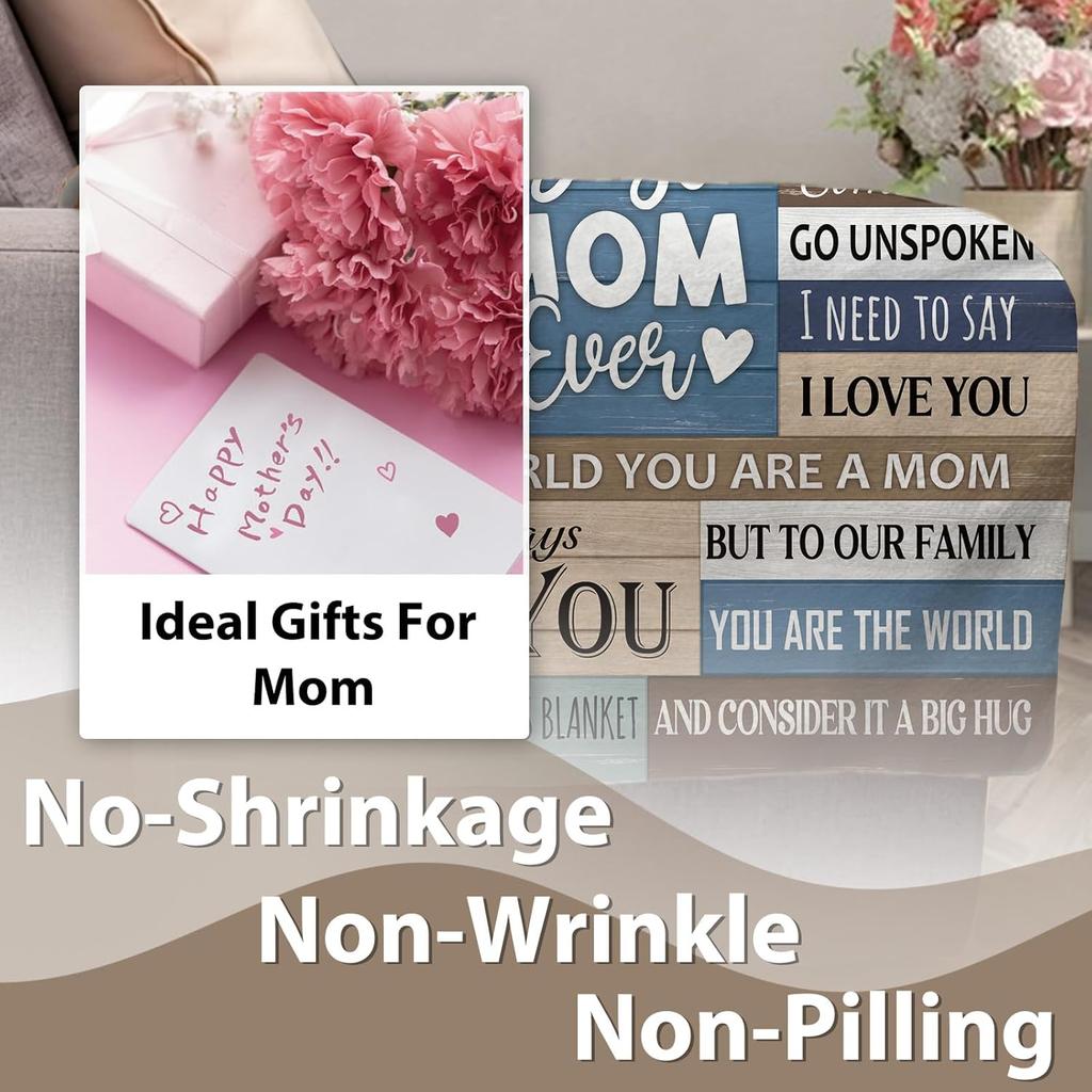 Gift for Mom from Daughter Son Flannel Throw Blanket, for Mama, Birthday Ideas, Best Mom Ever Present for Women, Soft Farmhouse Bedding Sofa Blankets