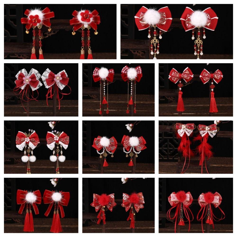 Vlasové doplňky Čínský styl Spona do vlasů Hanfu Čelenka Červená mašle Spona do vlasů Děti