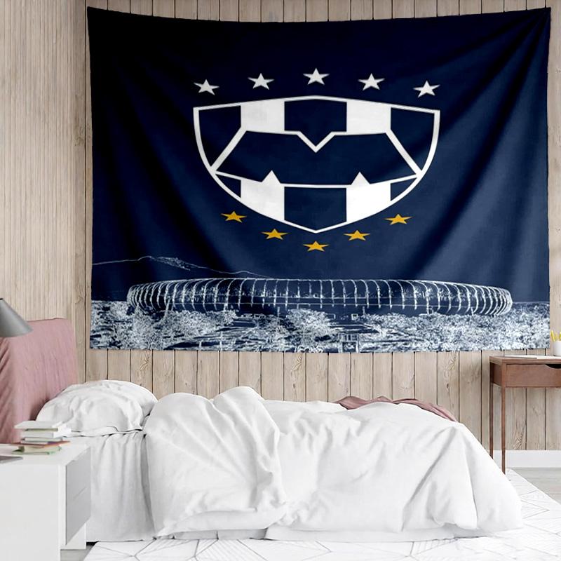 Monter-rey Football Crest Art Printed Printed Tapestry, for Bedroom,Livingroom, Dormitory, Large Wall Decor, Fabric Decor Fan Birthday Gifts