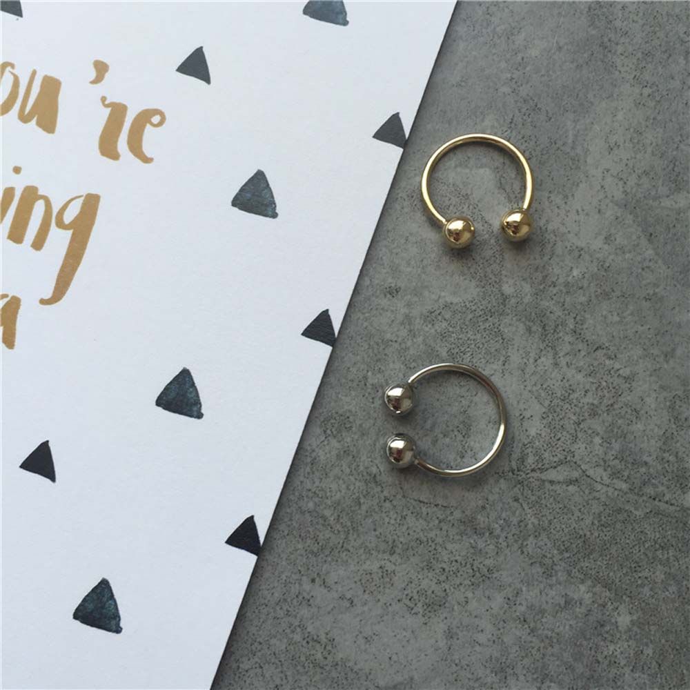 Punk Fashion Male Gold Copper Silver Women Double Ball Unisex Rings Copper Ring Jewelry Joint Ring