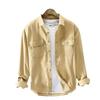 Men's High-End Cotton Pique Workwear Shirt – Loose Casual Button-Down Long Sleeve Top