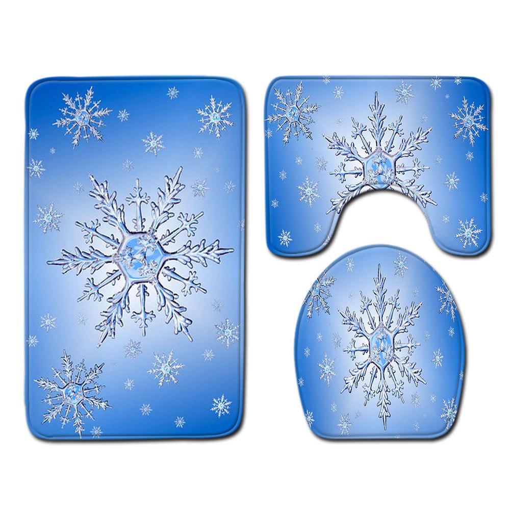 Christmas Bathroom Floor Mat Toilet Three-Piece Set