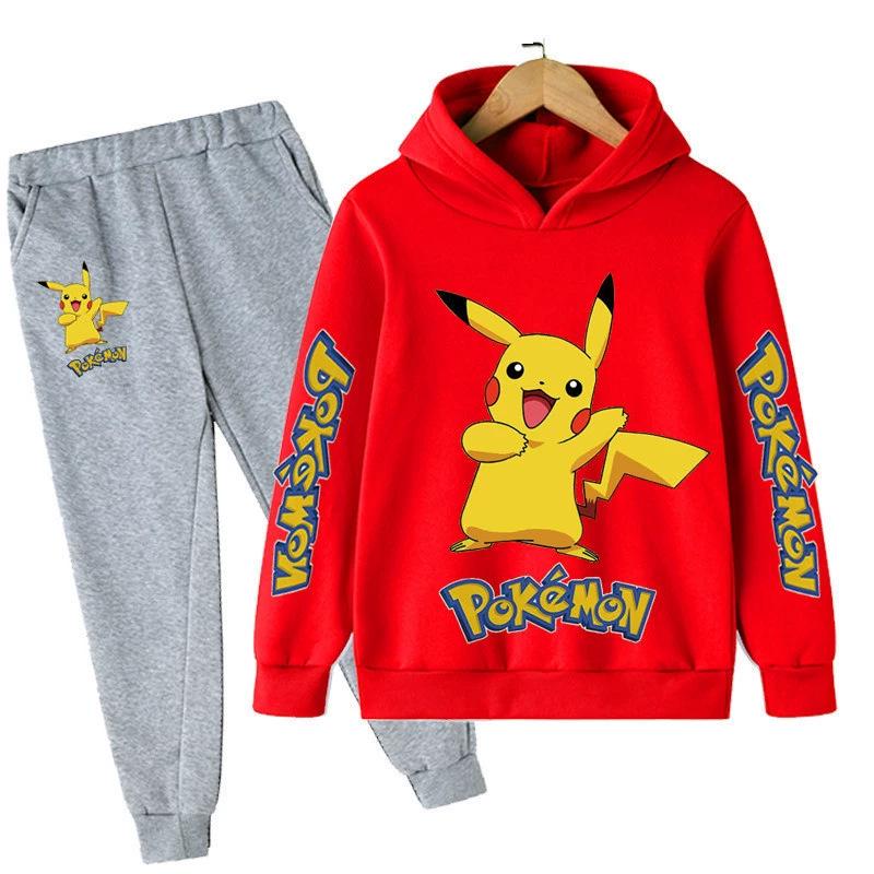 Unisex Anime Pikachu Hoodie Set for Kids - New Style