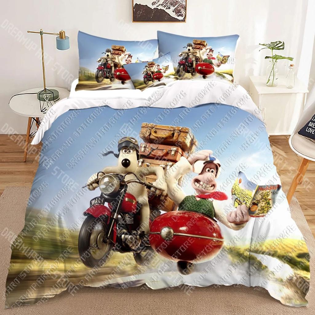 Wallace & Gromit 3D Bettwäsche-Sets bedruckte Bettbezüge für Erwachsene_ Kinderbett Decke Geburtstagsgeschenk Dropshipping