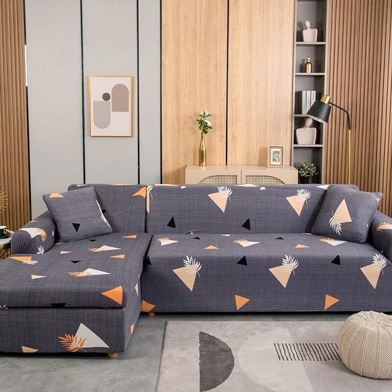 Spandex Modern Polyester Corner Sofa Couch Slipcovers Printed Elastic Sofa Cover Chair Protector L Shape Need 2 Pieces