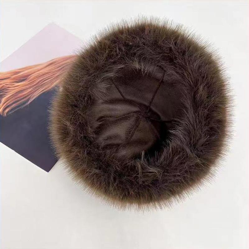 Winter Leopard Print Warm Plush Pullover Cap Women Retro Thickened Cold Ear Protection Dome Bucket Hats