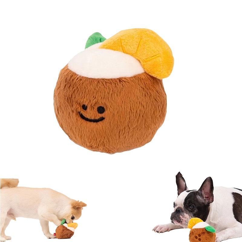 Cute Plush Dog Toy Coconut Ball With Sound Weight 31g Ideal For Puzzle Solving And Teeth Grinding