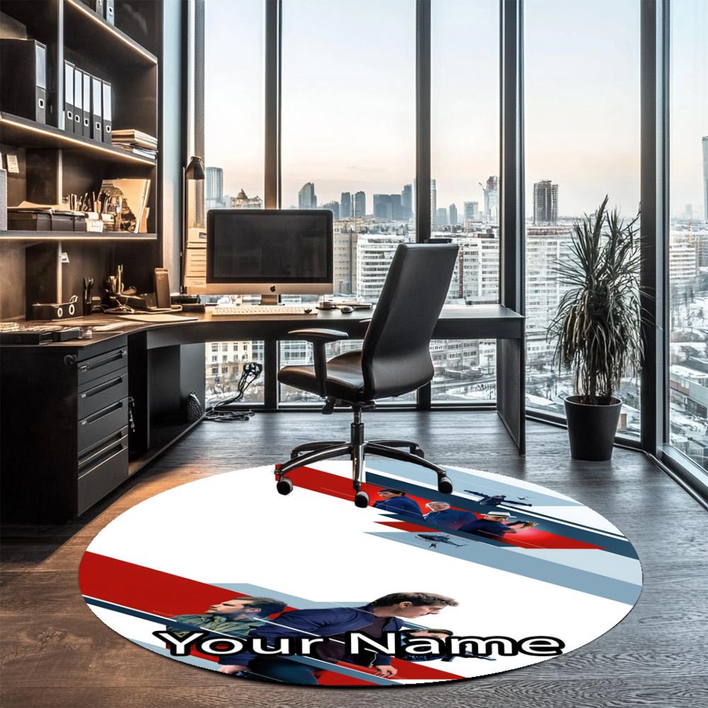 Custom Name Mission Impossible Printed Round Rug Carpet Chair Rug Area Rug Entryway Doormats,for Office Chair Living Room Bedroom Kitchen Room.