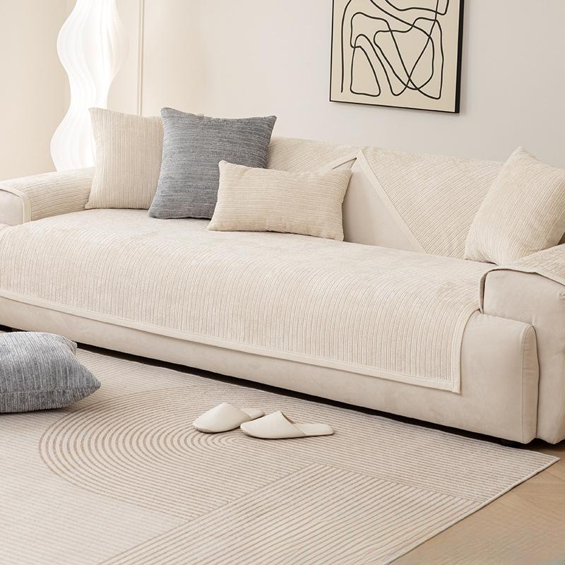 Chenille Sofa Cushion Four Seasons Universal Non-slip Cover Modern Light Luxury Cover Towel Thick Sofa Cover Solid Color Set