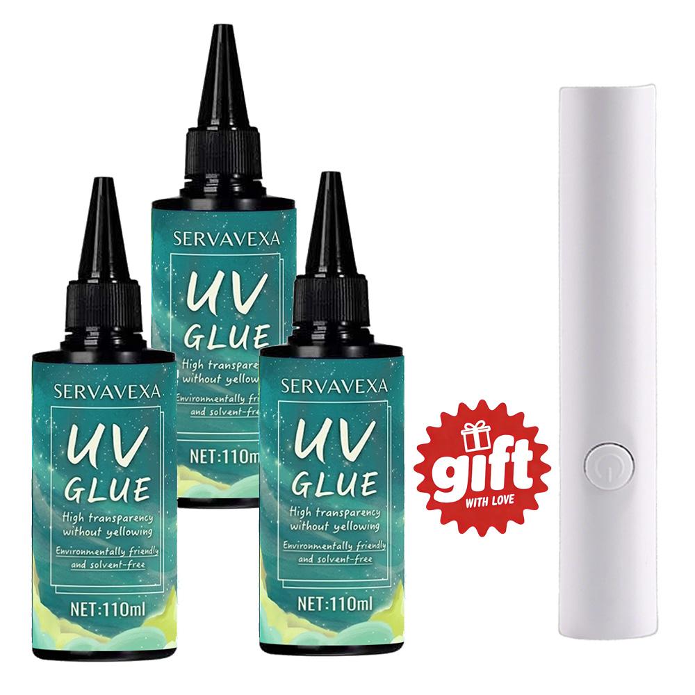 SERVAVEXA UV Resin with Light 110ml, Clear Hard Type UV Glue Bubble Free Fast Curing No Yellowing for Craft Jewelry
