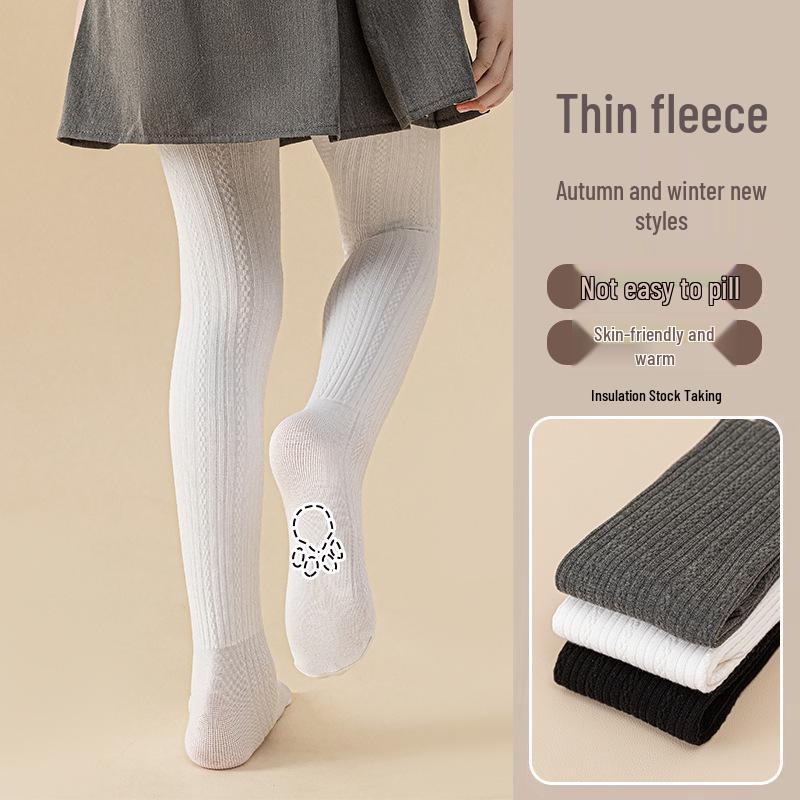 Czarne legginsy dziewczęce z podszewką z polaru - Cienkie, antypoślizgowe, na wiosnę/jesień.