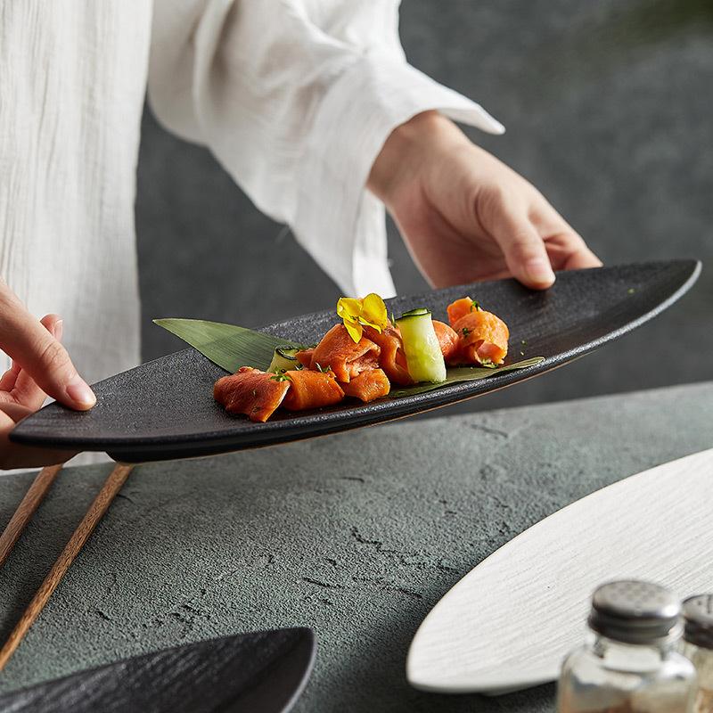 Leaf-Shaped Ceramic Plate Home Use and Commercial Use Pastry Dessert Plate Light Luxury High-Grade