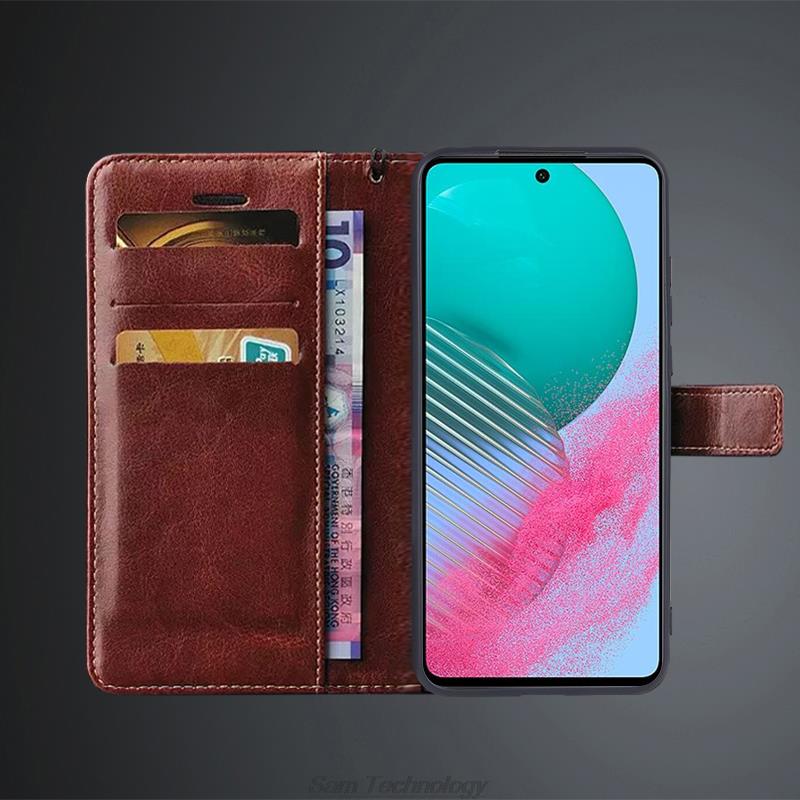 Kartenhalter Lederhülle für Samsung Galaxy M54 / Galaxy F54 PU-Leder Klapphülle Retro Brieftasche Handyhülle Business Fundas Coque