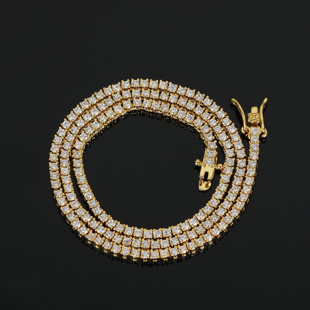 2mm řadový zirkonový náhrdelník AAA zirkonový tenisový řetízek Osobní trendový náhrdelník pro muže a ženy, šperky dárky