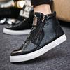 Fashion Black Leather Designer Sneakers Men Superstar Shoes Casual High Top Trainer Mens Vulcanized Sneakers Zip Street Hip Hop Shoes