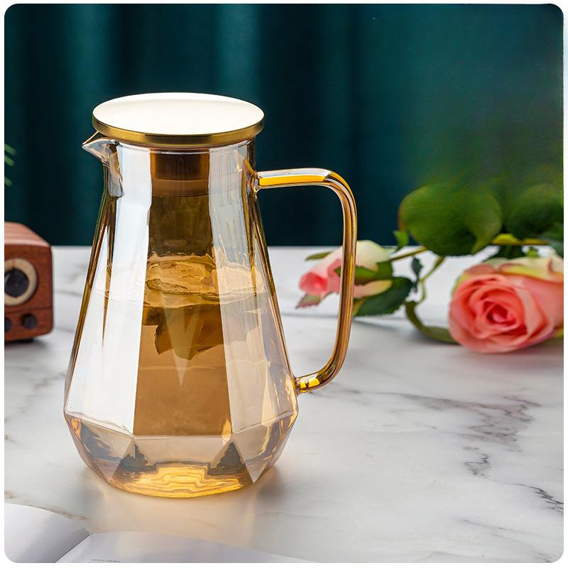 

Кувшин для холодной воды из боросиликатного стекла Бриллиант большой емкости, жаростойкий стеклянный кувшин для холодной воды, крышка из нержавеющей стали, кувшин для сока 1500ml