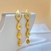 Copper-plated 18K gold water drop tassel thin earrings women's autumn and winter simple cold wind niche design temperament stud earrings