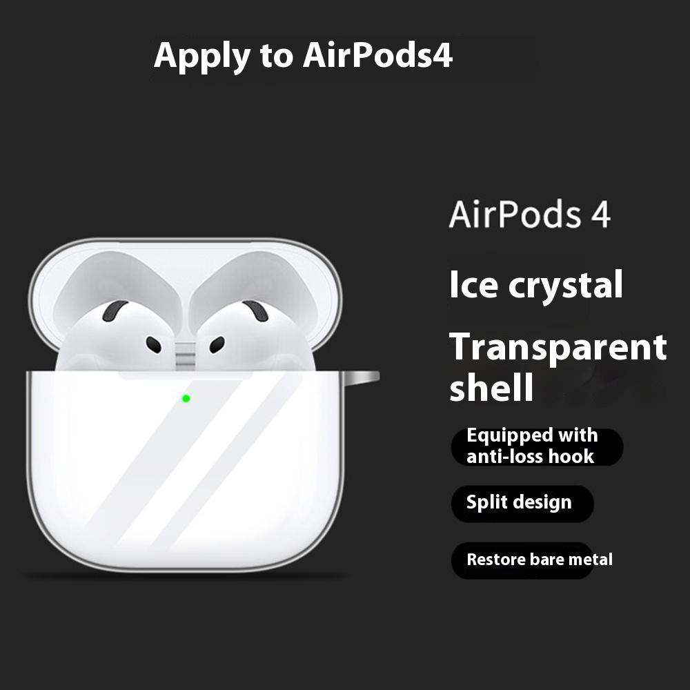 For AirPods 4 Case Bluetooth-compatible Earphone Silicone Case Clear Earbud Protective Cover with Lanyard