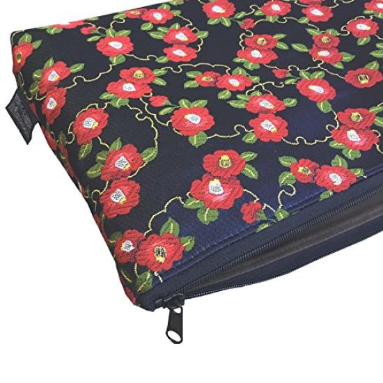 Senshishuin Nishijin Brocade Stamp Book Case Navy Blue Camellia Pouch/Shrine (Lined) Snow-Wrapped (Size L)