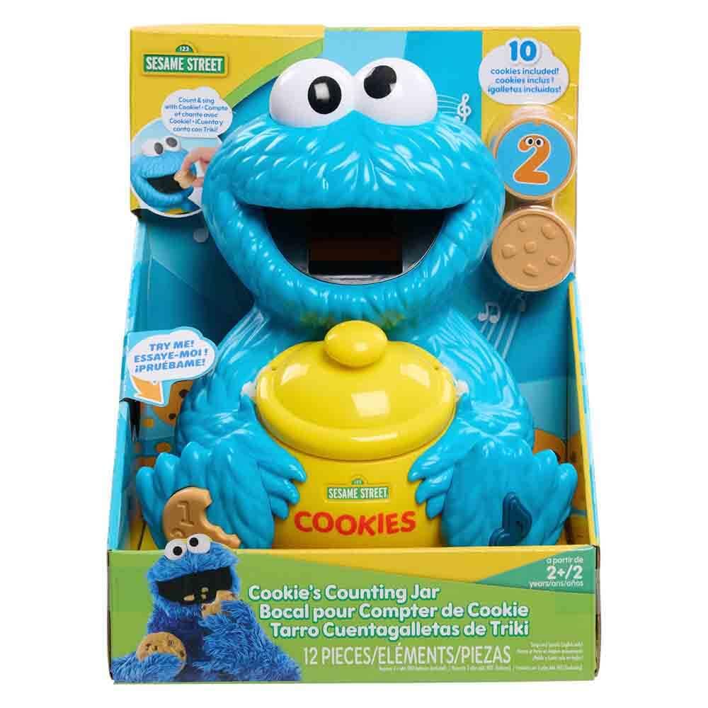 

Sesame Street Cookie Counting Jar, 12 pieces, 20+ phrases and sounds, learning and educational toy for kids ages 2 and up, Just Play