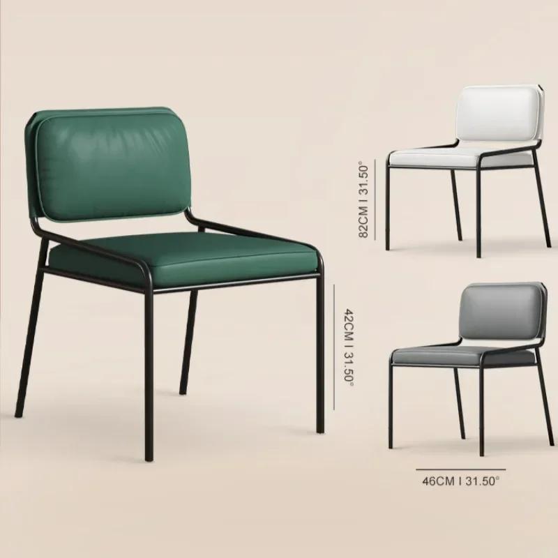 Nordic Light Luxury Designer Soft Bag Backrest Chair Home Simple Dining Stool Comfortable Leather Office Chairs Home Furniture