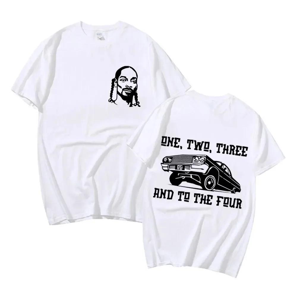 Summer 2024 Male Rapper Snoop Dogg Character Print T-shirt Cotton Streetwear Hip Hop Style Short Sleeves