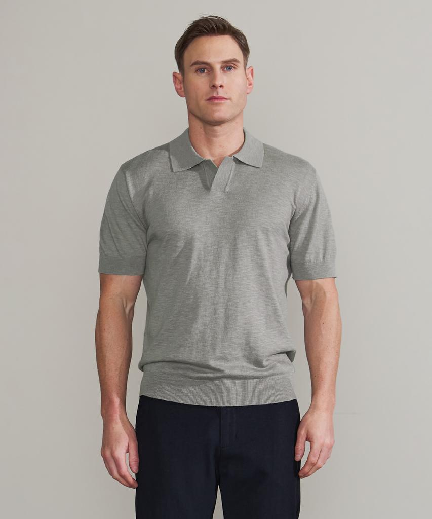 PANICALE Grey Johnny Collar Polo Knit