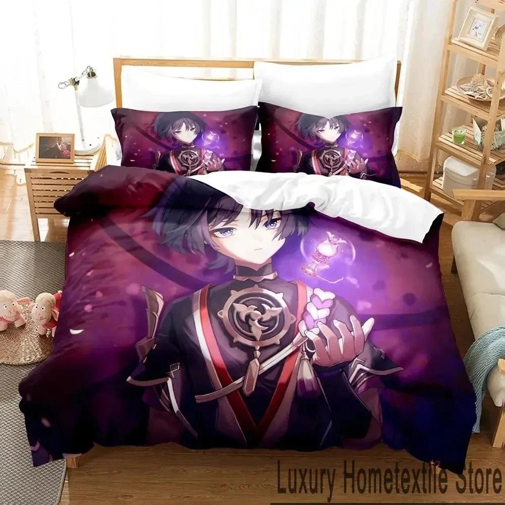 Anime Spel Genshin Impact Scaramouche Sängkläder Pojkar Flickor Twin Queen King Size Påslakan Örngott Säng pojkar Vuxen