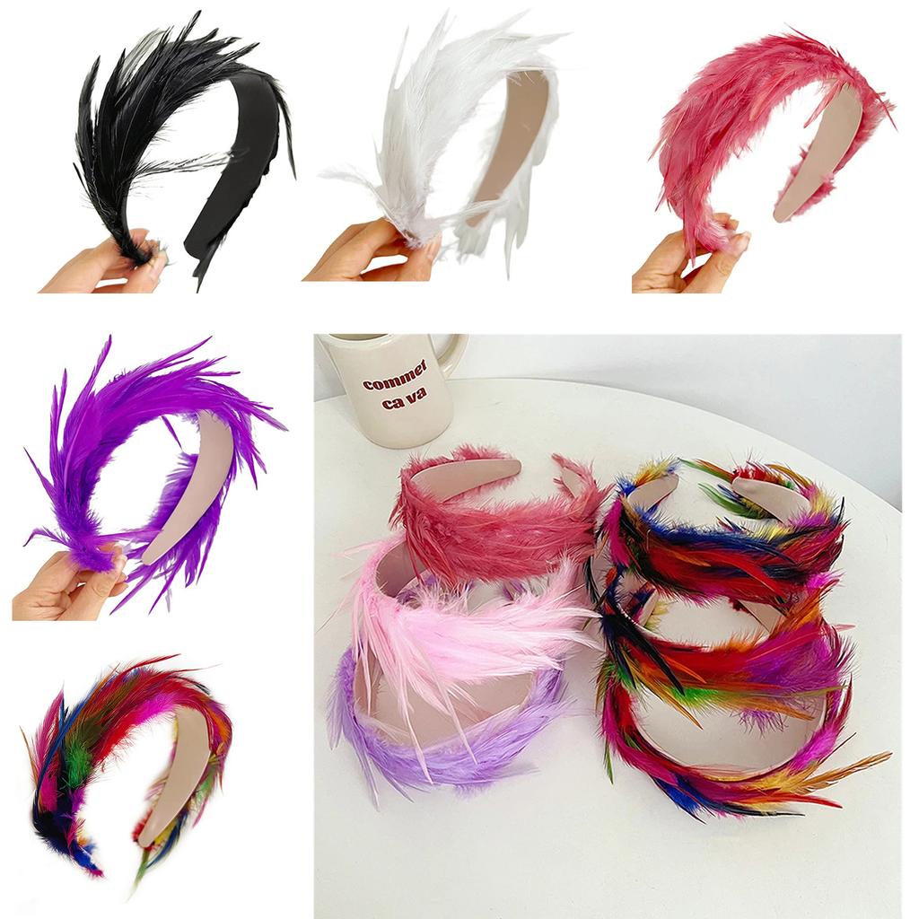 Tea Party Feather Fascinator Headband for Party Wedding Colorful Feather Fascinator Hair Hoop Cosplay Party Headdress