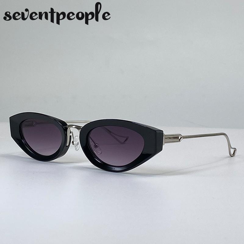 Small Frame Cat Eye Oval Punk Sunglasses Women  Luxury Brand Retro Metal Cateye Shades Classic Driving Eyewear For Ladies