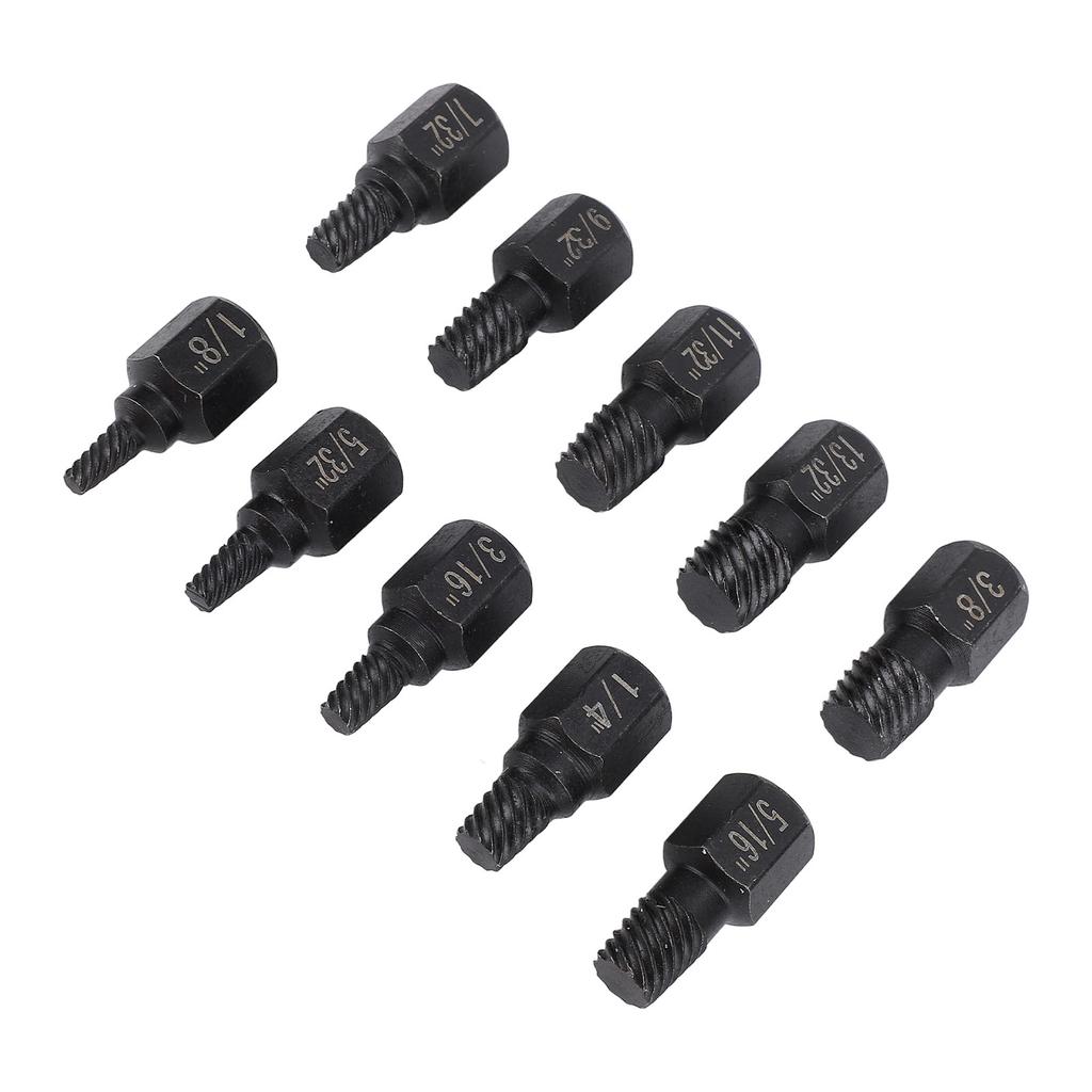 10Pcs Damaged Screw Extractor Set Cr V Steel 18in to 1332in Hex Bolt Extractor for