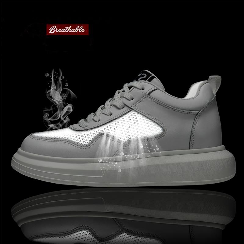 Fashion Hollow Out Breathable Height Increase Shoes for Men Summer Elevator Sneakers Increase Insoles 6~7CM Lift Thick Sole Casual Sport