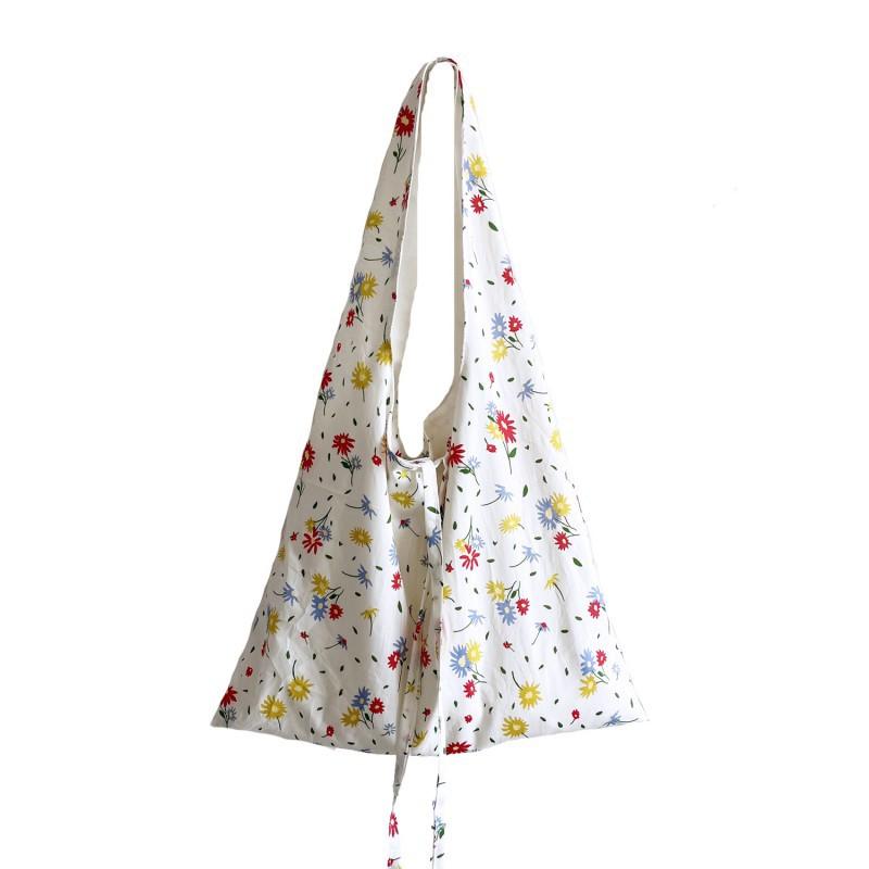 Ins Style Fresh Artistic Flower Bag Thin Cotton Cloth Three-color Small Floral Shoulder Canvas Vest