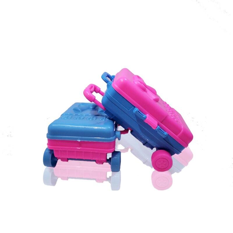 Doll Accesssories Miniature Bowknot Storage Case For Barbie Dollhouse Kids Toy Plastic 3D Cute Travel Suitcase Doll Furniture