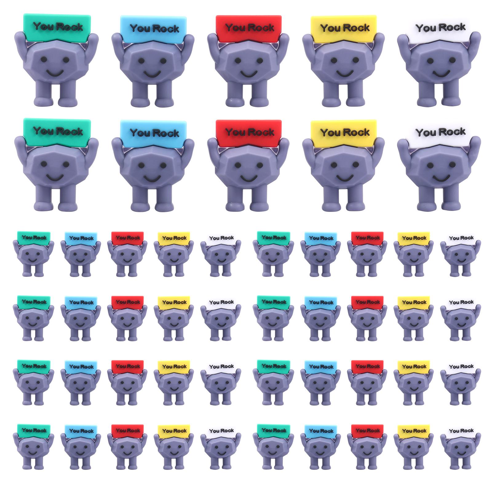 

50Pcs Mini You Rock Stone Toys Positive Gifts PVC Motivational Stone Figures Desktop Ornaments for Colleagues Staffs Teachers