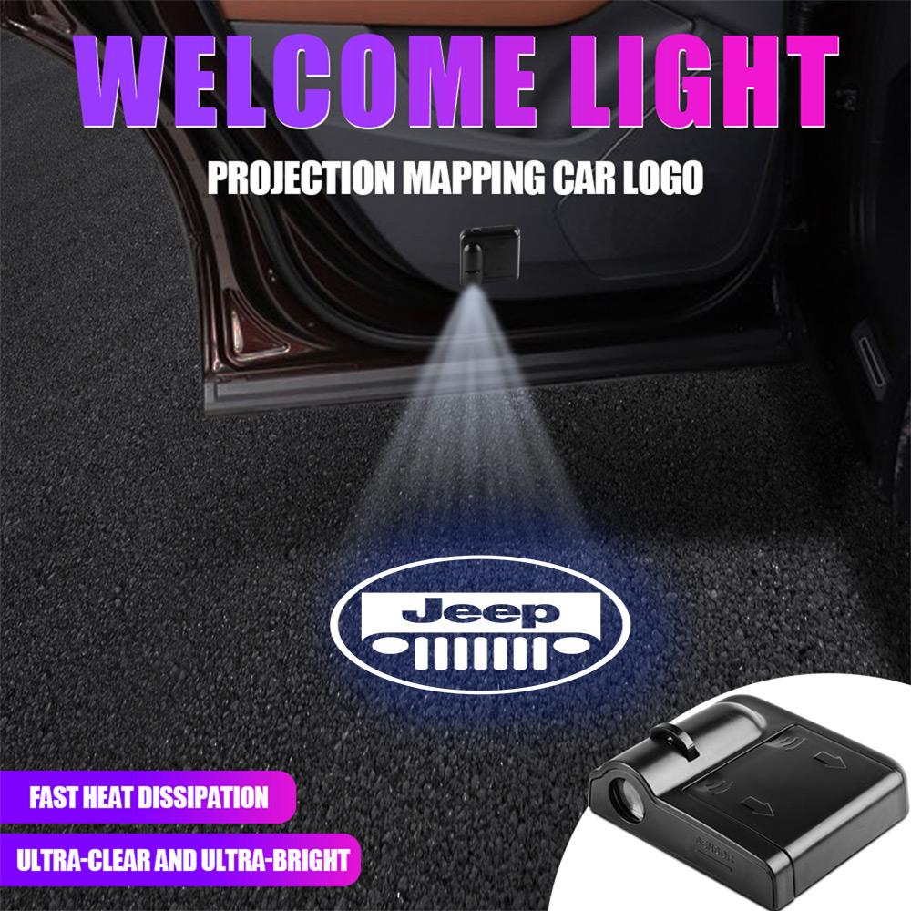Car HD Door Welcome Light Wireless Led Projector Lamps For Jeep Renegade Wrangler jk Compass Cherokee Patriot Liberty Renegade MWGHF1