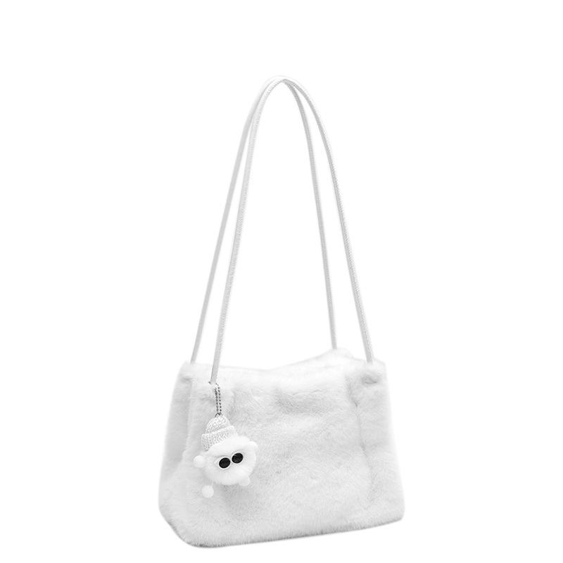 Korean version of ins niche design plush bag women's 2025 new foreign style large-capacity tote bag one-shoulder crossbody bag