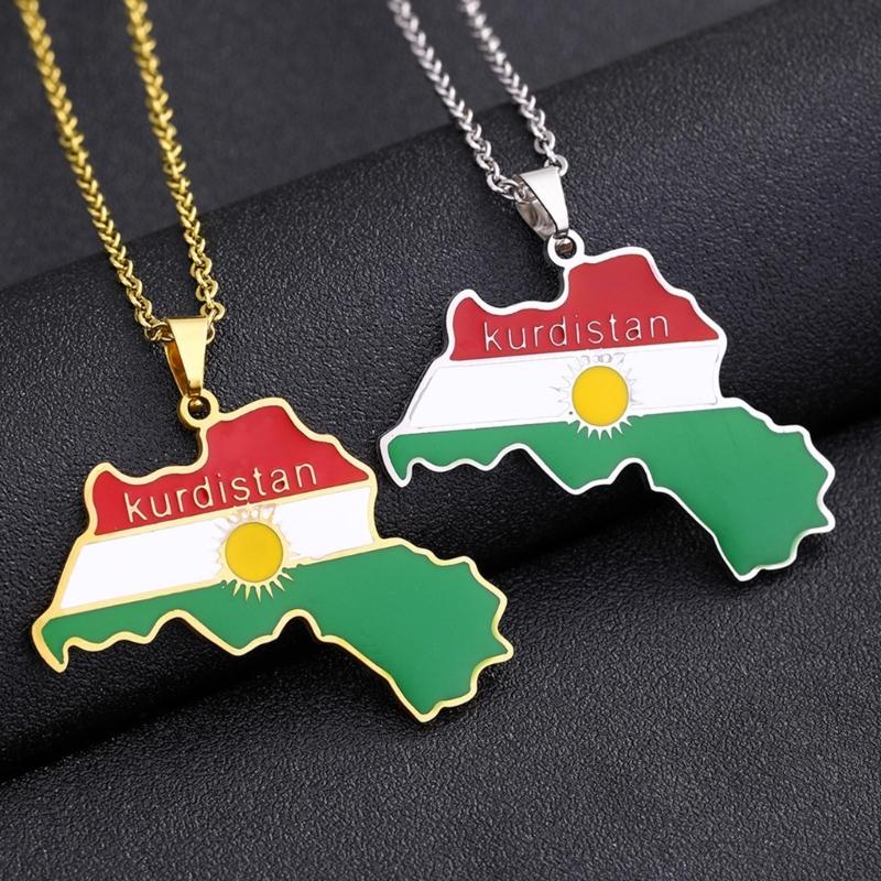 Map Necklace Kurdistan Pendant Necklaces Charm Jewelry Gifts Kurdish Ethnic Adjustable Accessories Hip Hop Necklace