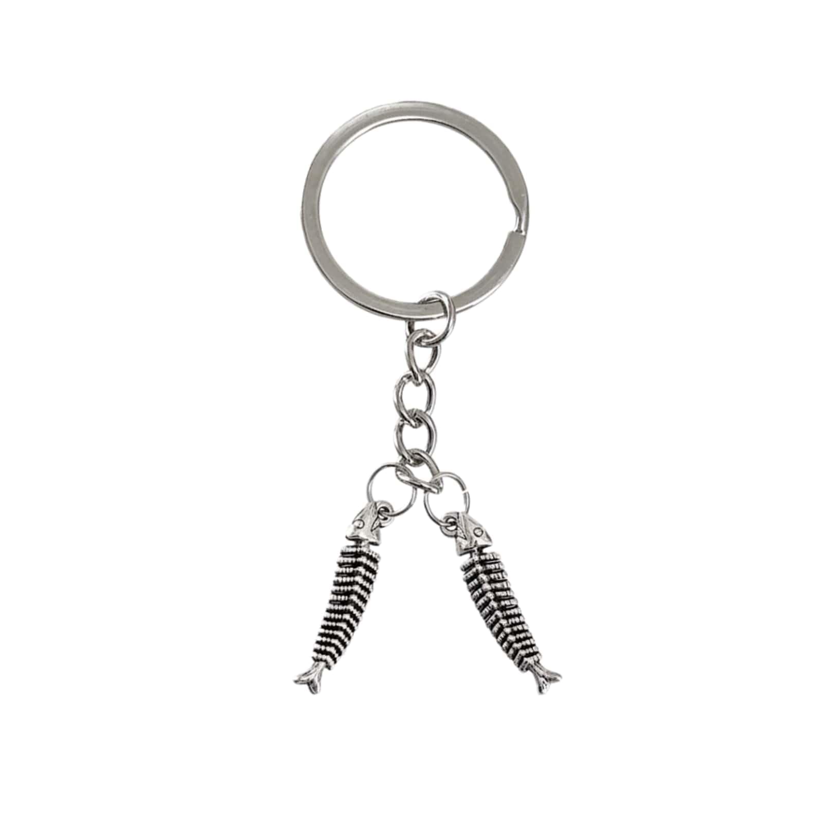

PYNASA Two-Tone Set Stainless Steel Fish Keychain for Women and Men, Cute Fishbone Animal Fishing Charm Keychain Accessories, Car Key Ring, Backpack,