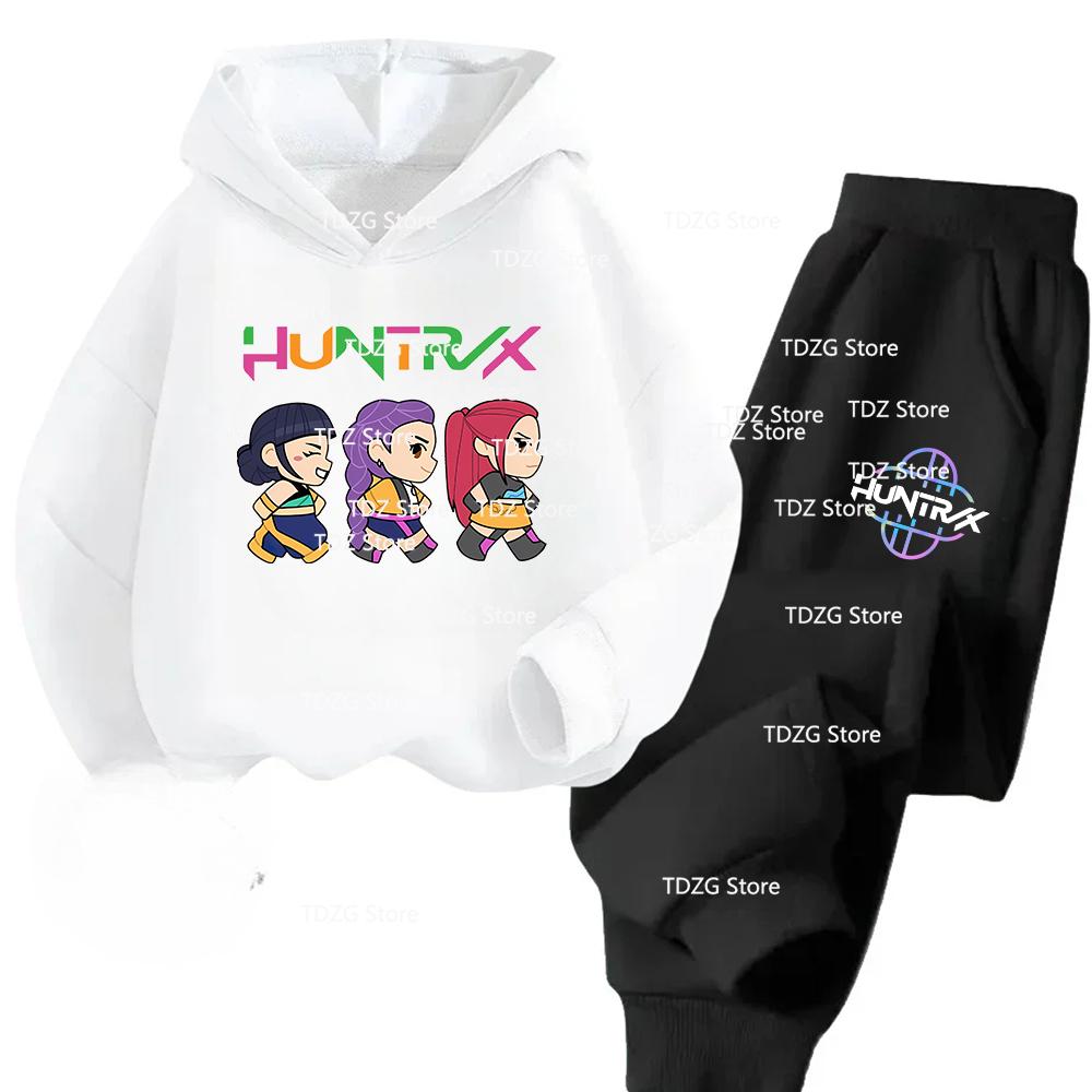 Autumn Hot Movie KPop Demon Hunters Hooded Children's Hoodies Set Pants Suit 2pcs Set Casual Fashion Boy Girl Sportwear Clothing