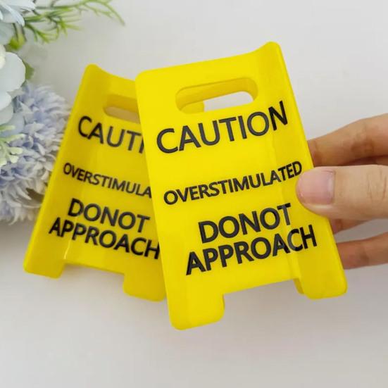1/2Pcs Overstimulated Warning Sign Hair Claw Strong Grip Thick Hair Funny Yellow Caution Hair