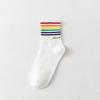 Calzini da donna a metà polpaccio stile coreano: Orso Cartone Animato, Strisce Arcobaleno, Motivi a Cuore & Faccine Sorridenti - Collezione Autunno/Inverno.