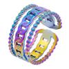 Rainbow Color Stainless Steel Rings For Women Men Accessories Punk Hollow Geometric Snake Ring Fashion Jewelry Adjustable Bague