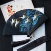 Chinesischer Stil Japanischer Klassischer Faltfächer Antiker Stil Schwarzer Faltfächer für Damen Handgefertigt Exquisite Handfächer
