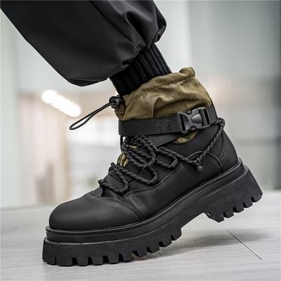 Fashion Men Casual Boots Designer High Top Mens Ankle Boots Winter Work Boots Breathable Walking Sneakers Black Leather Boots