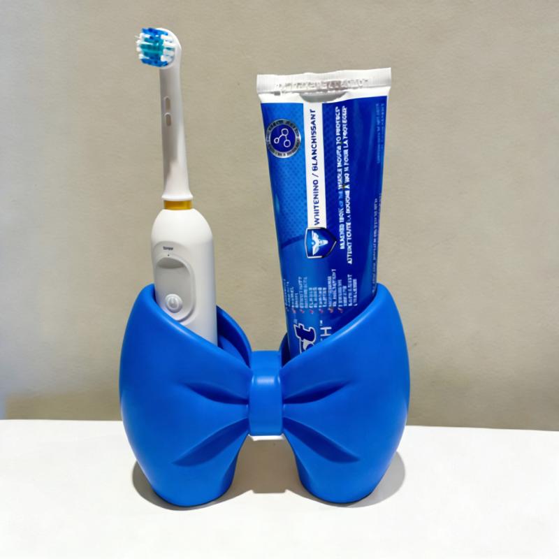 Creative Bow Pen And Toothbrush Holder | Plastic, Freestanding, Ideal For Bedroom And Bathroom Decor, Bathroom Accessories