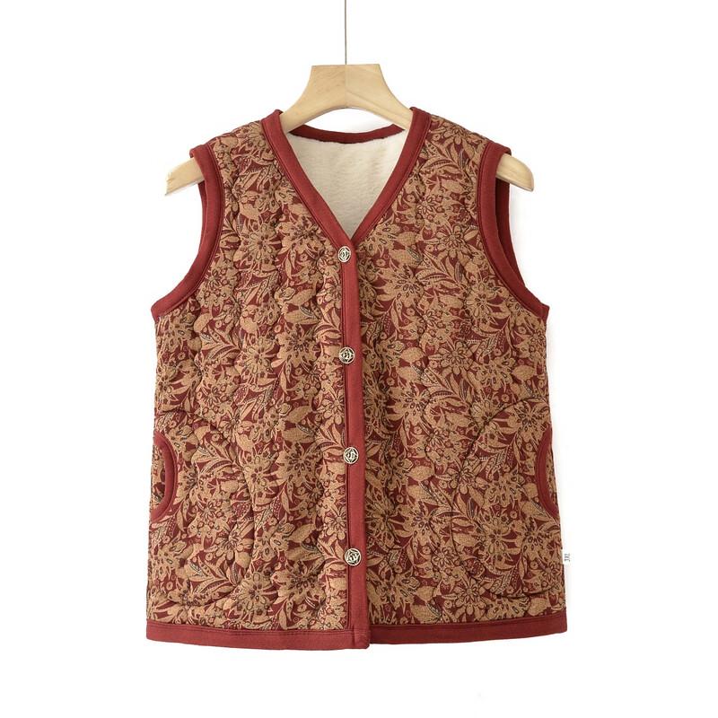 YUZHAOLIN Women's Mid-Aged & Elderly Thickened Velvet-Lined Cotton Vest