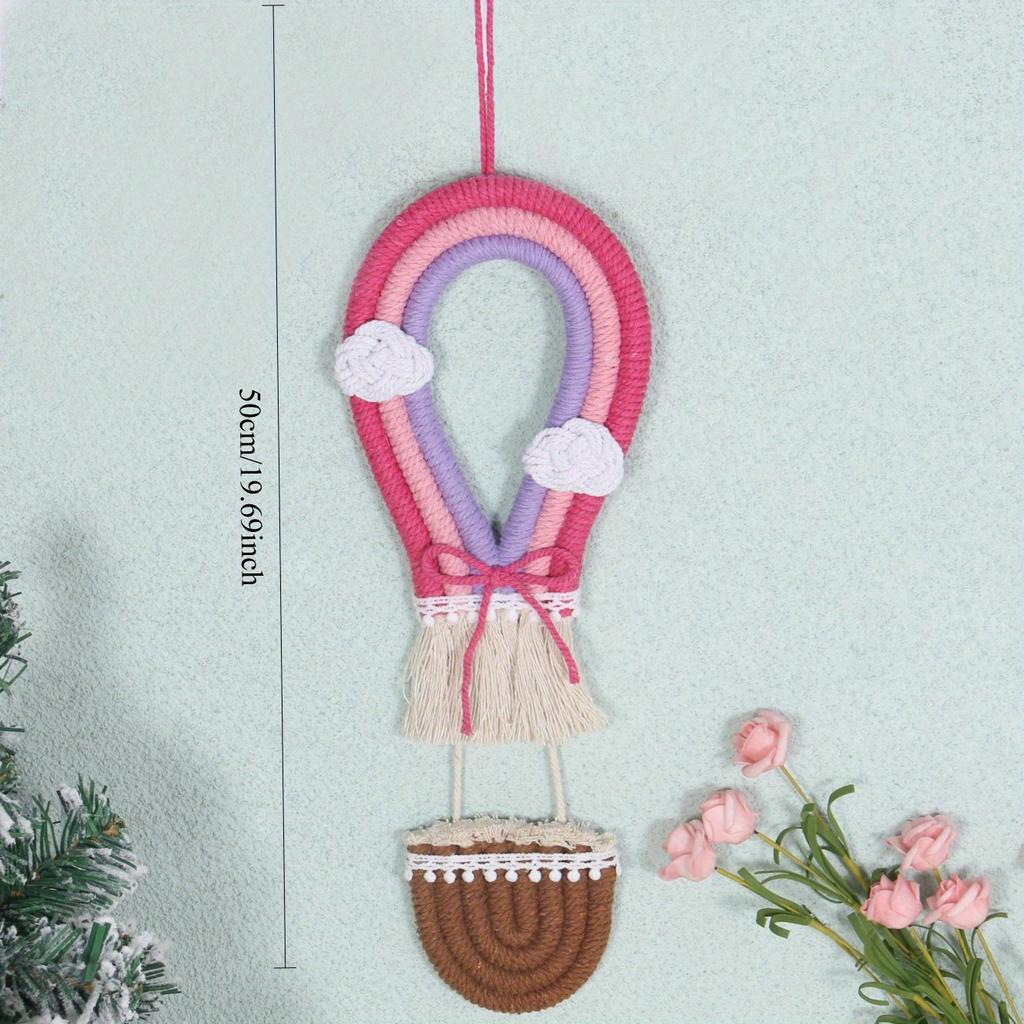 1Pc Pure Hand-Woven Rainbow Hot Air Balloon Ornaments, for Home Decoration Wall Hanging